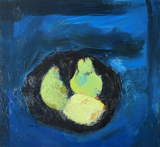Three Fruit on Blue