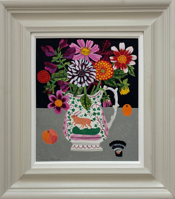Dahlias in Lustreware Jug