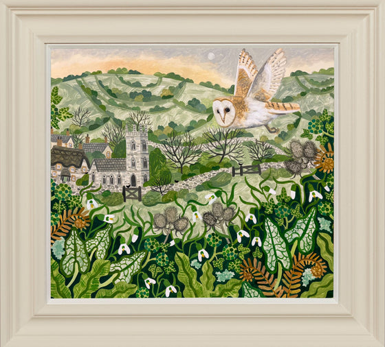 Barn Owl and Snowdrops